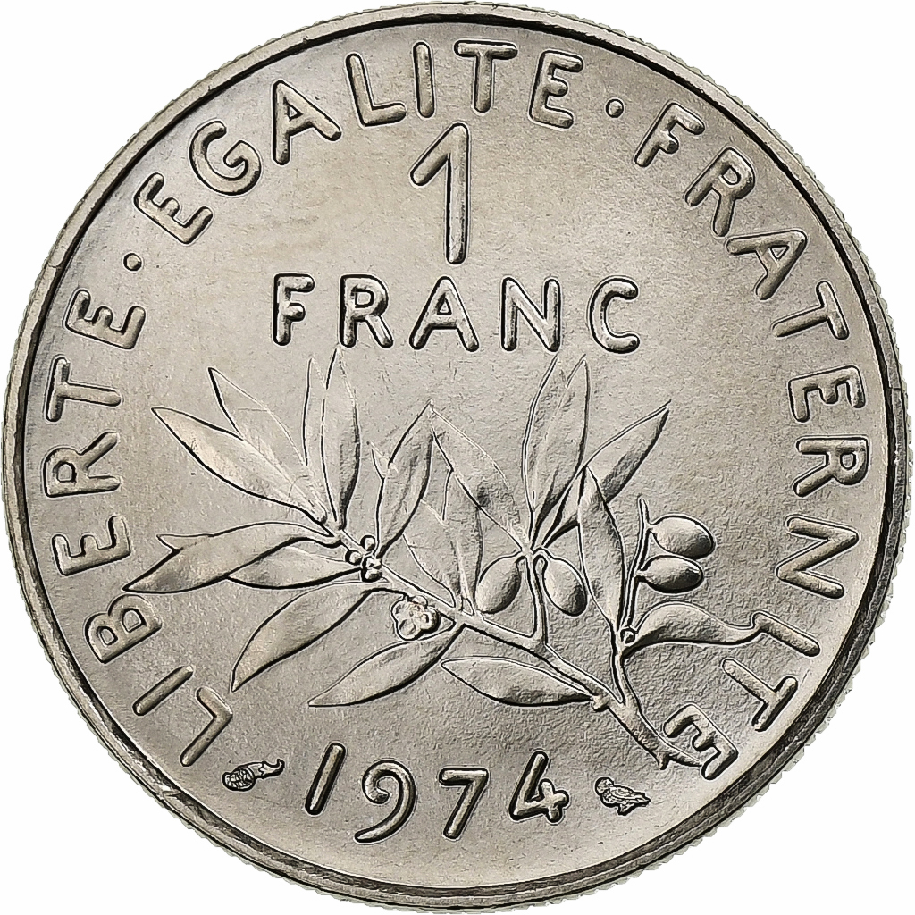 France, 1 Franc, Semeuse, 1974, MDP, série FDC, Nickel, 