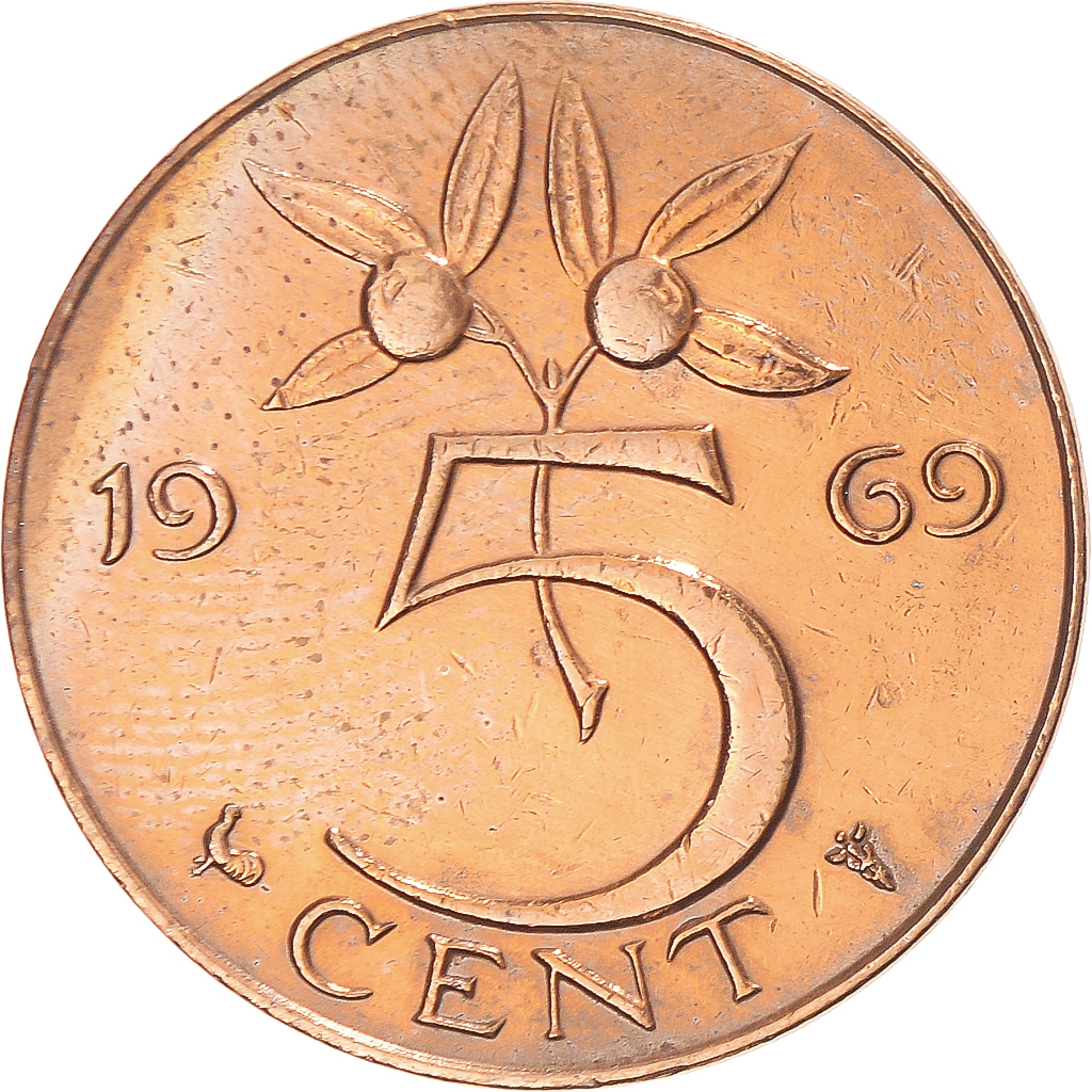 Coin, Netherlands, 5 Cents, 1969