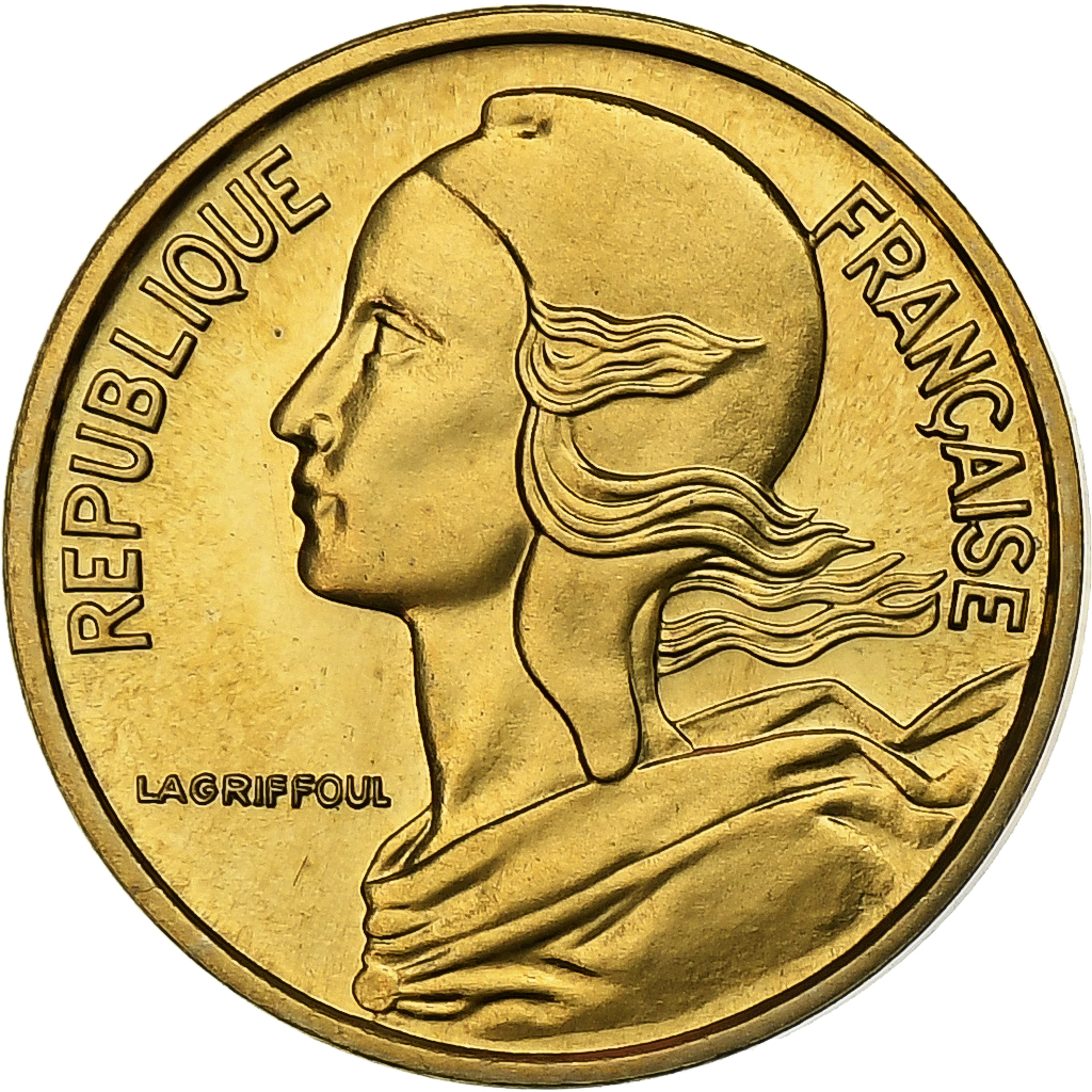 France, 5 Centimes, Marianne, 1974, MDP, série FDC, Bronze-Aluminium, 