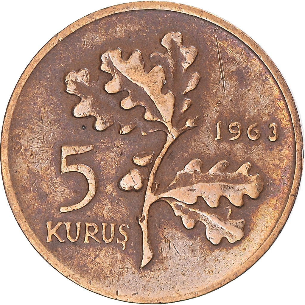 Coin, Turkey, 5 Kurus, 1963