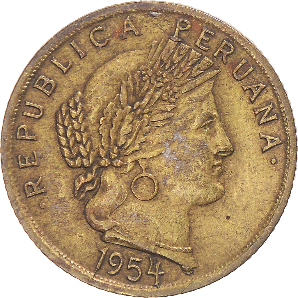 Coin, Peru, 10 Centavos, 1954