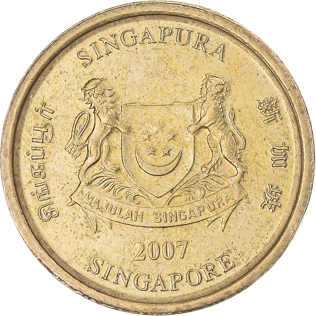 Coin, Singapore, 5 Cents, 2007