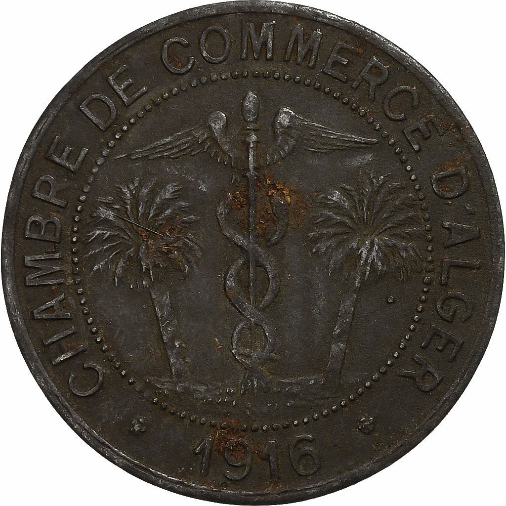 France, Chambre de Commerce d'Alger, 10 Centimes, 1916, , Iron