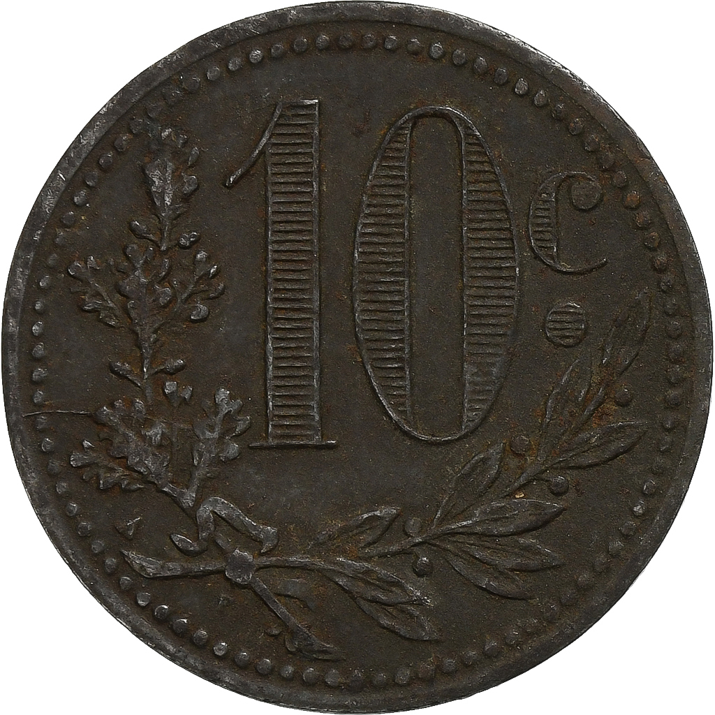 France, Chambre de Commerce d'Alger, 10 Centimes, 1916, , Iron
