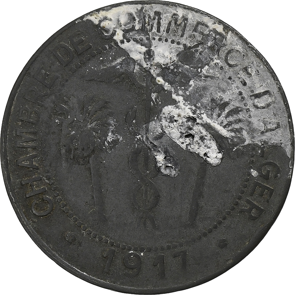 France, Chambre de Commerce d'Alger, 10 Centimes, 1917, , Iron