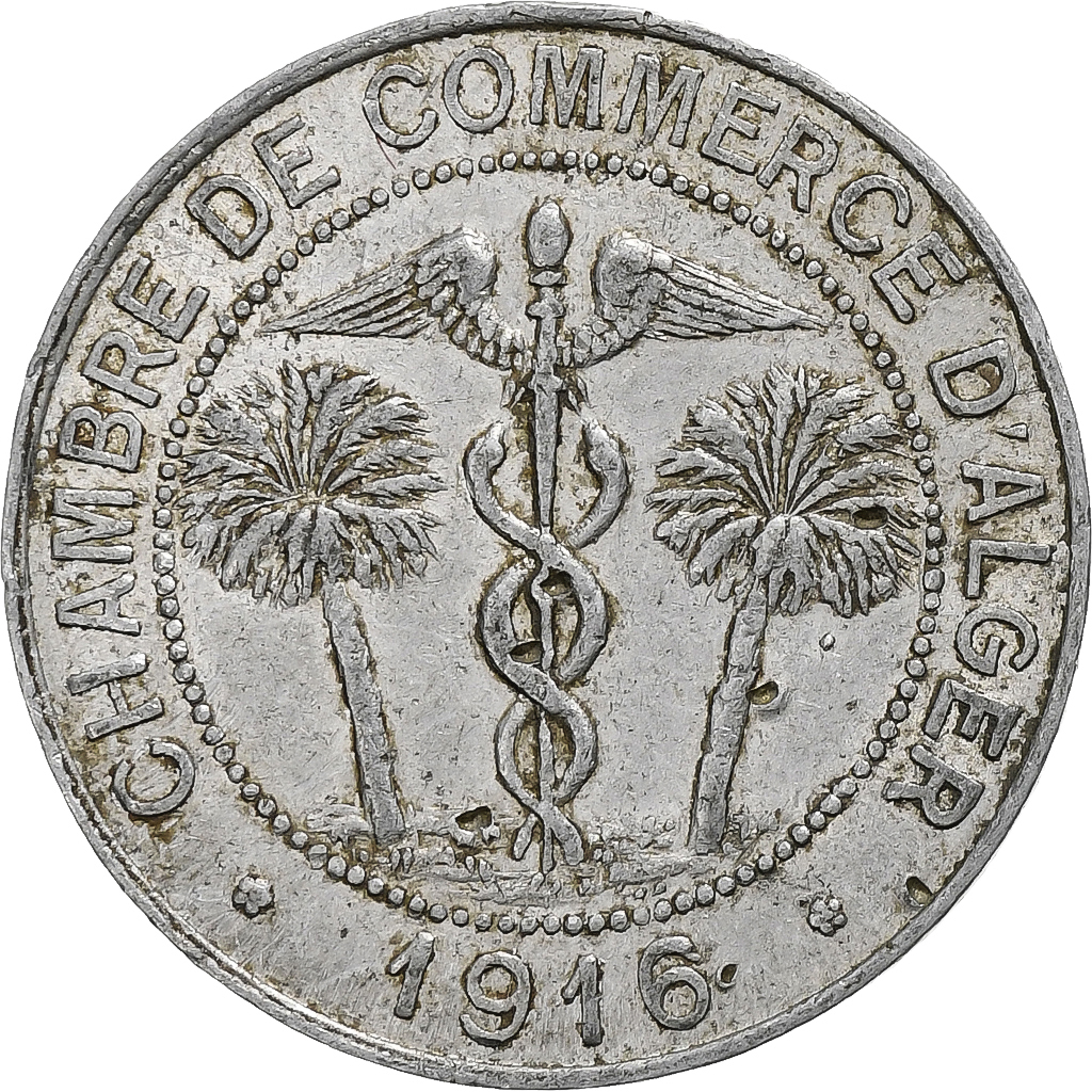 France, Chambre de Commerce d'Alger, 10 Centimes, 1916, , Aluminium