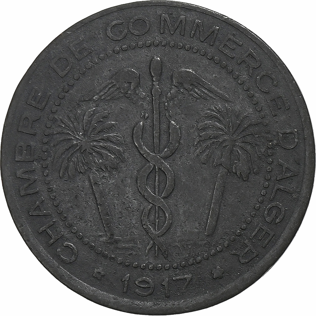 France, Chambre de Commerce d'Alger, 5 Centimes, 1917, , Zinc