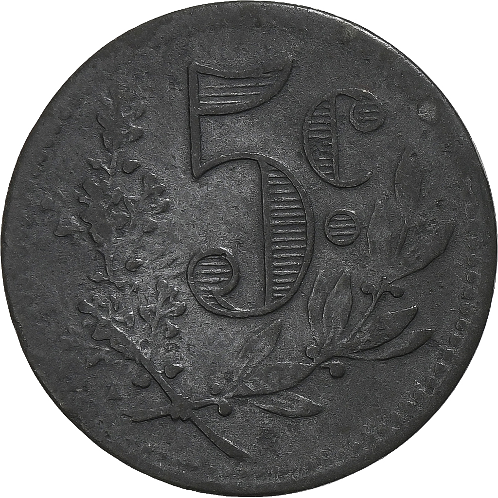 France, Chambre de Commerce d'Alger, 5 Centimes, 1917, , Zinc