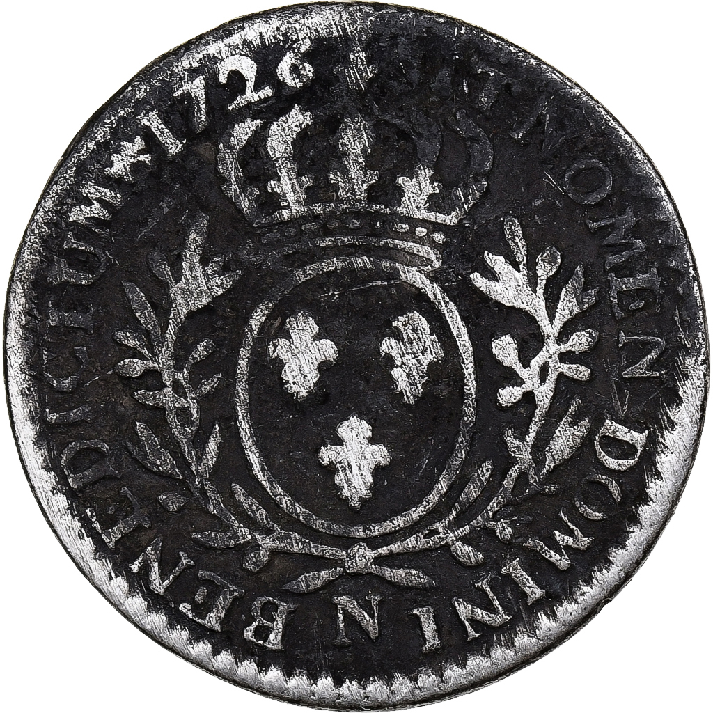 France, Louis XV, 1/10 Écu aux branches d'olivier, 1726, Montpellier, Silver