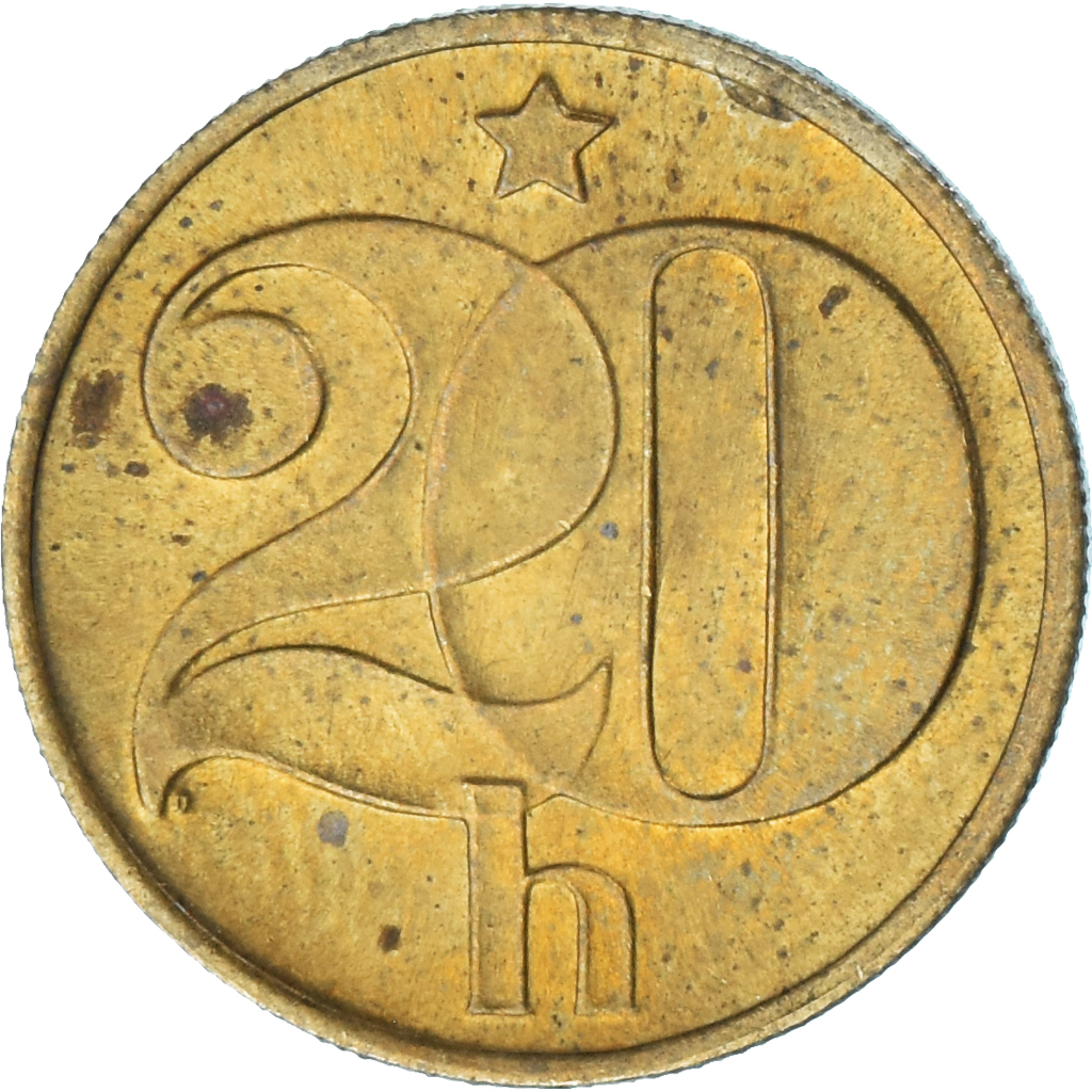 Coin, Czechoslovakia, 20 Haleru, 1974