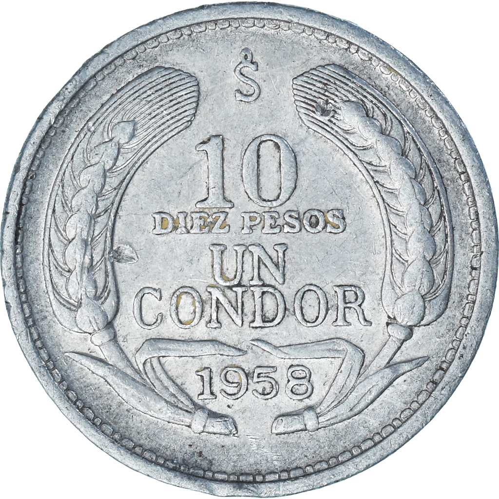 Coin, Chile, 10 Pesos, 1958