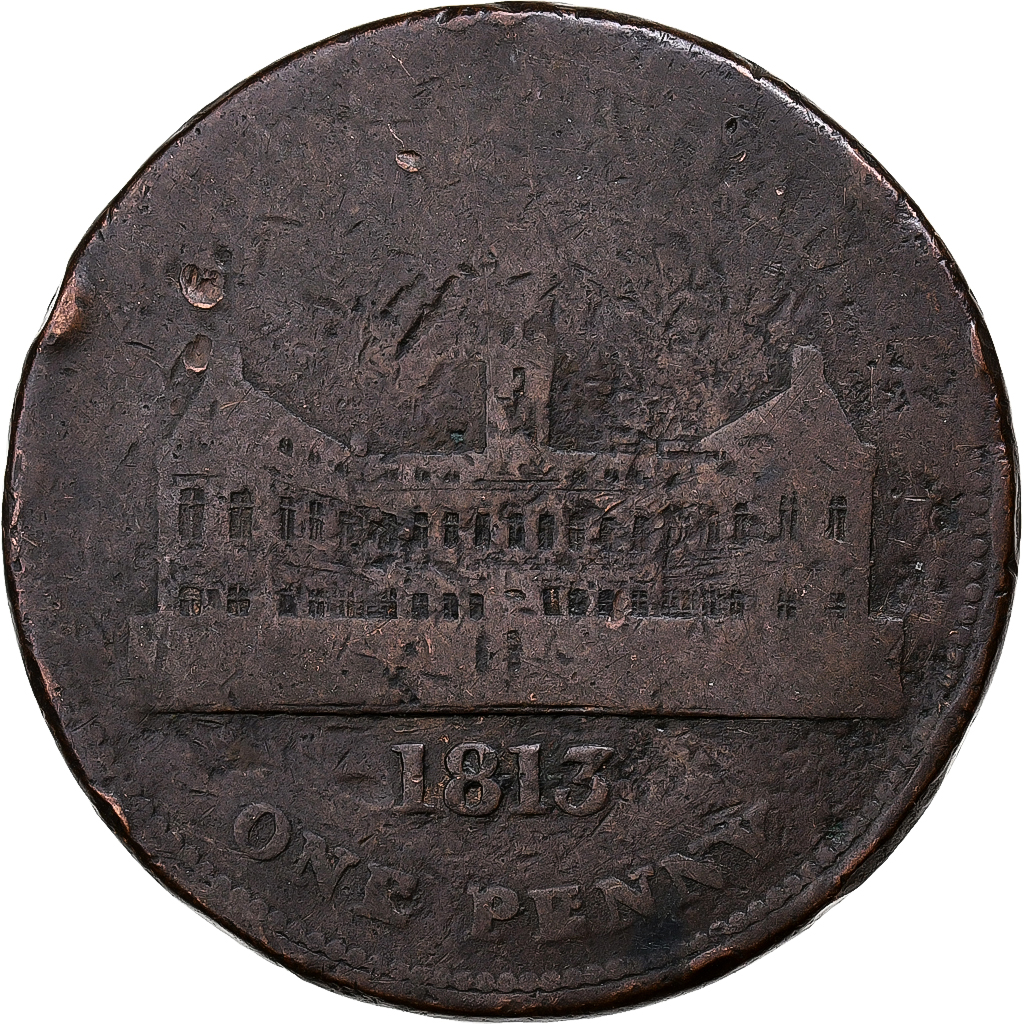 United Kingdom, 1 Penny Token, Worcestershire - Birmingham Workhouse, 1813