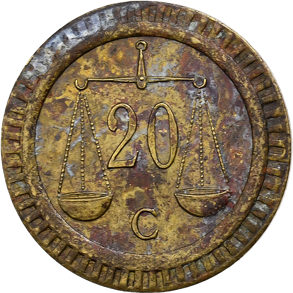 France, Token, 20 centimes, J. Thieulon, Brass, 