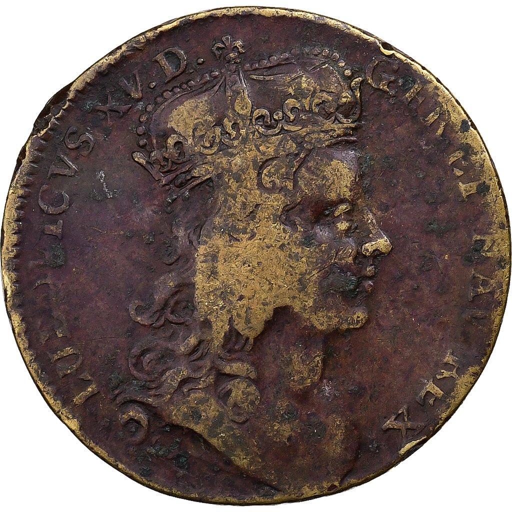 France, Token, Louis XV, Coronation in Reims, 1722, Brass, 