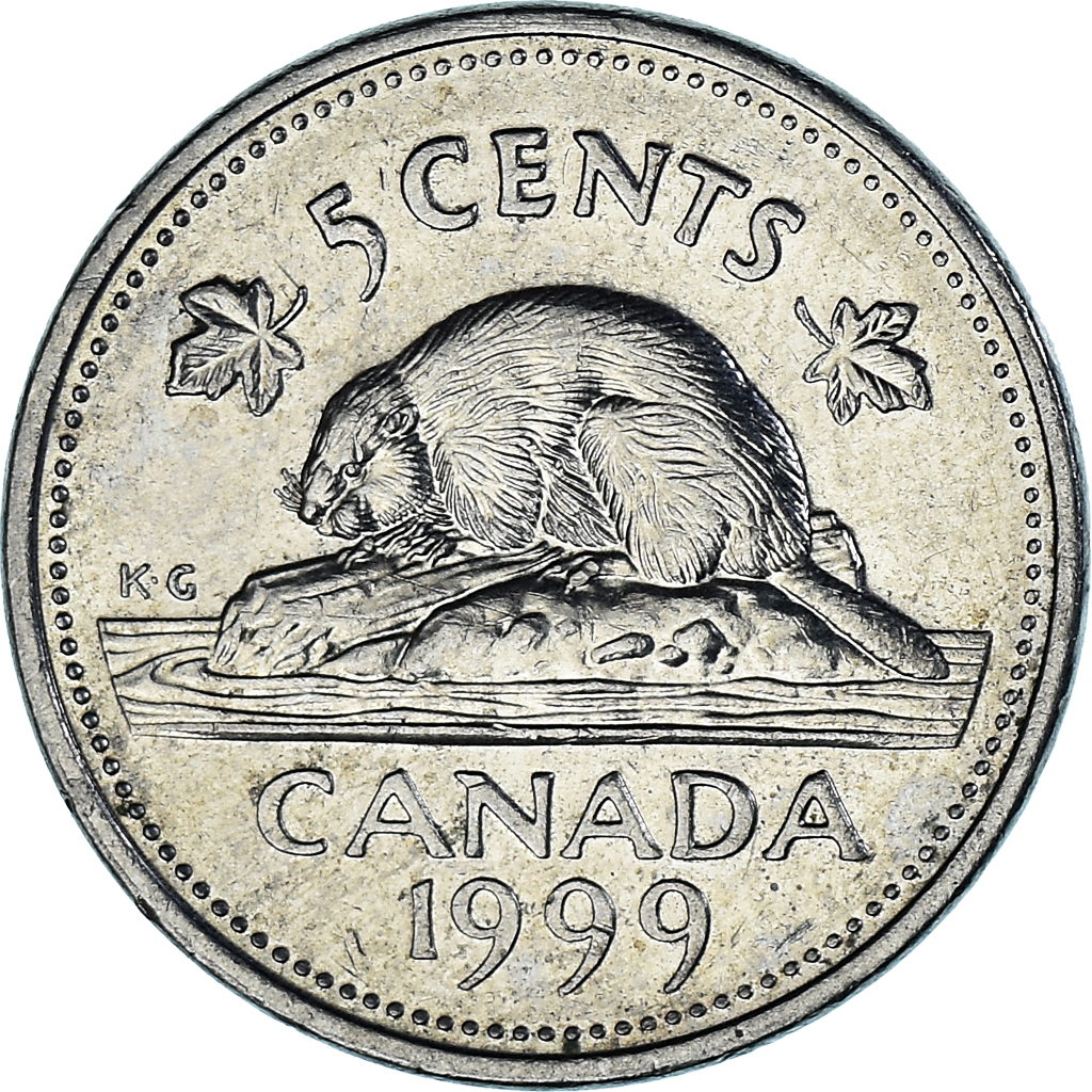 Coin, Canada, 5 Cents, 1999