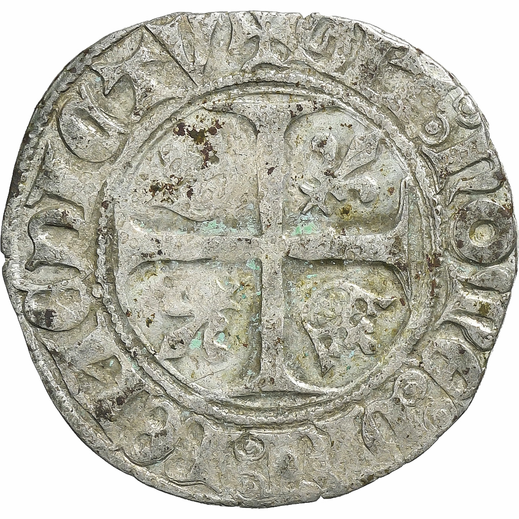 France, Charles VI, Blanc Guénar, 1389-1422, Troyes, Billon, 