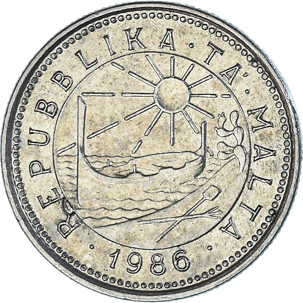 Coin, Malta, 2 Cents, 1986
