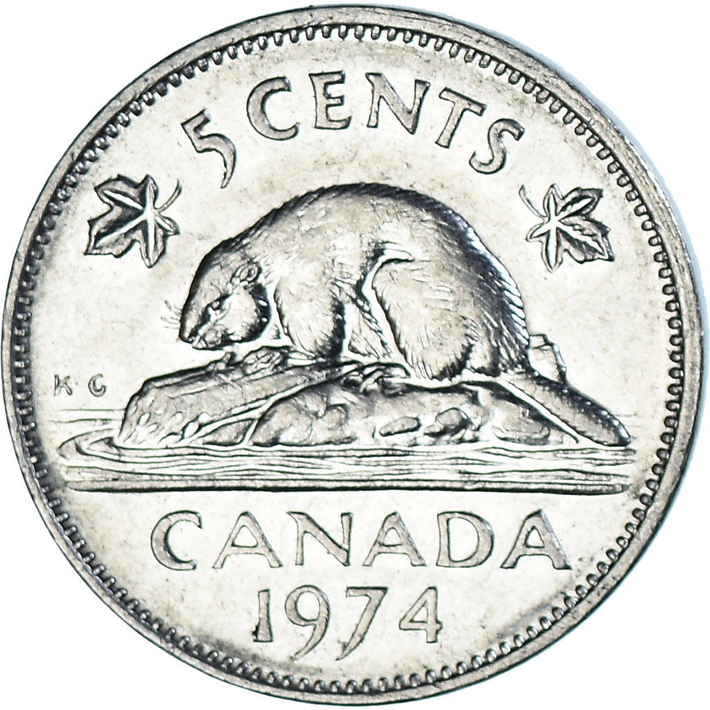 Coin, Canada, 5 Cents, 1974