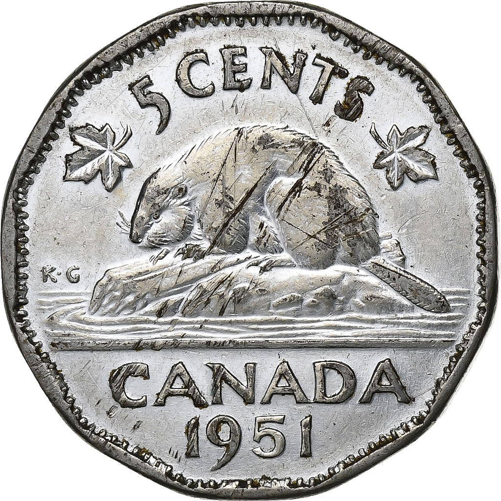 Canada, George VI, 5 Cents, 1951, Ottawa, Steel, 