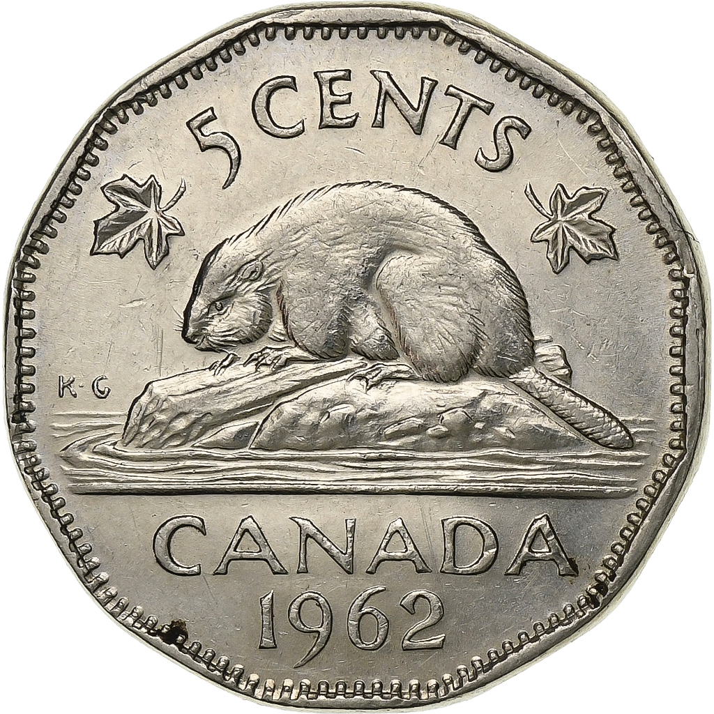 Canada, Elizabeth II, 5 Cents, 1962, Ottawa, Nickel, 