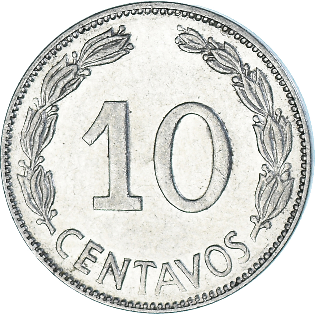 Coin, Ecuador, 10 Centavos, Diez, 1964