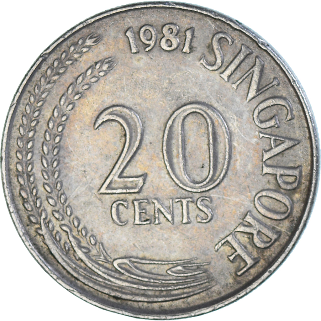 Coin, Singapore, 20 Cents, 1981