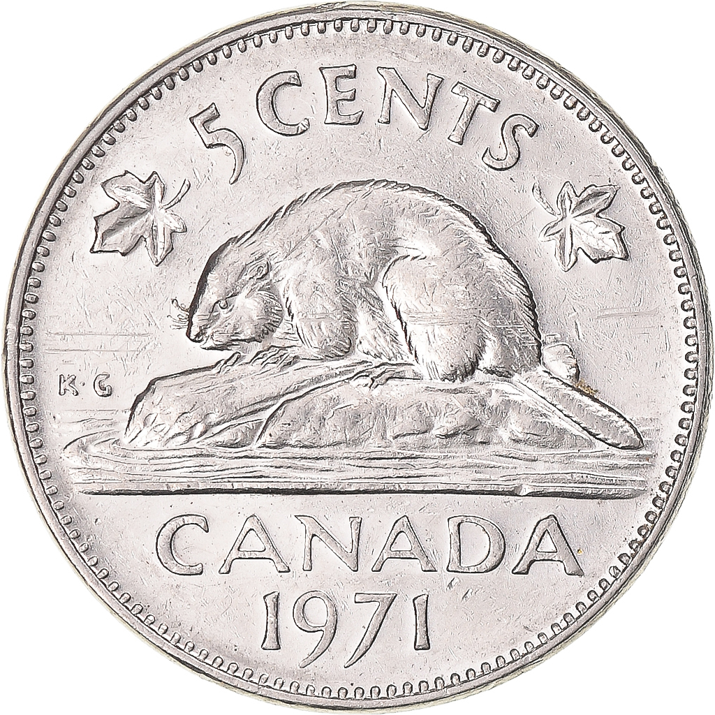 Coin, Canada, 5 Cents, 1971