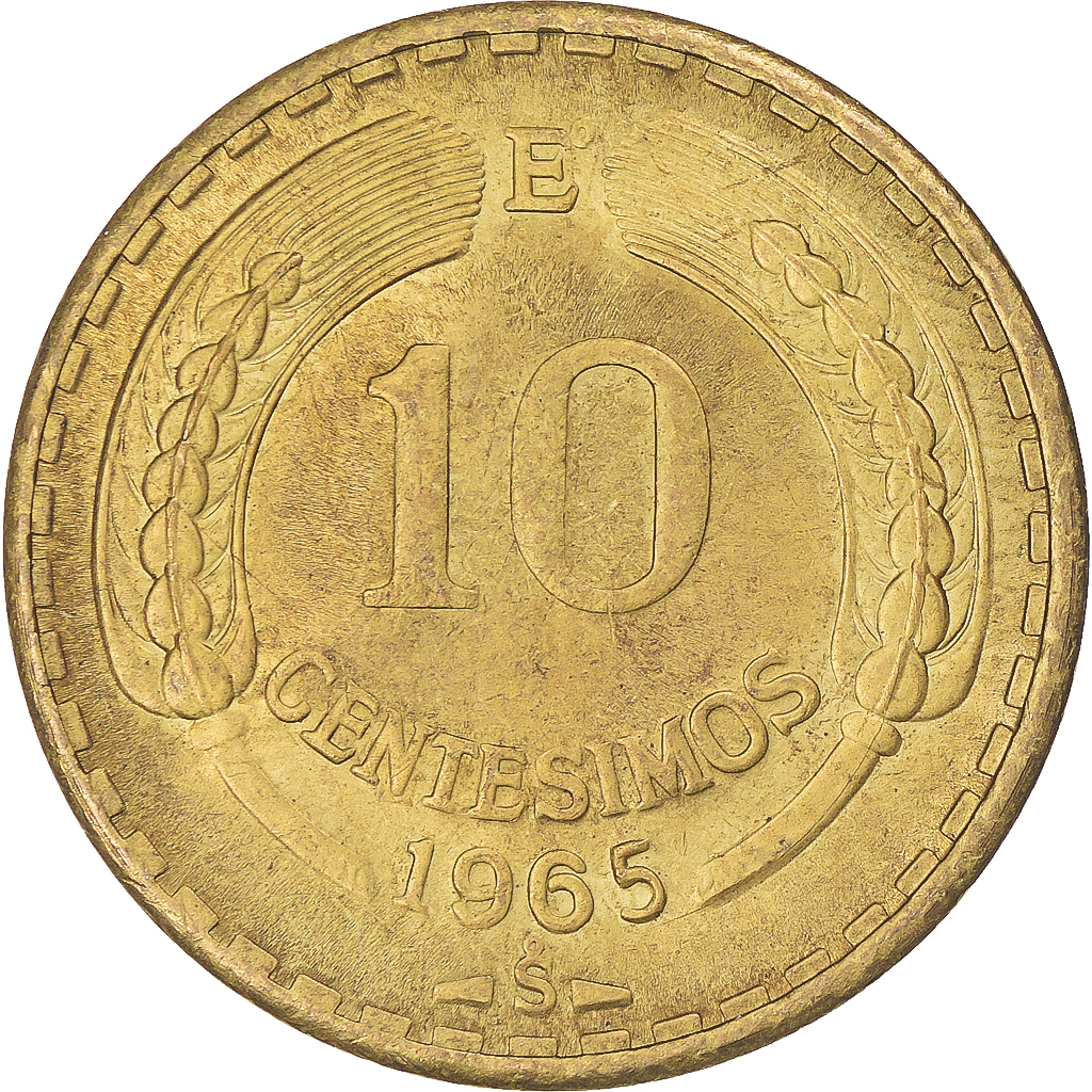 Coin, Chile, 10 Centesimos, 1965