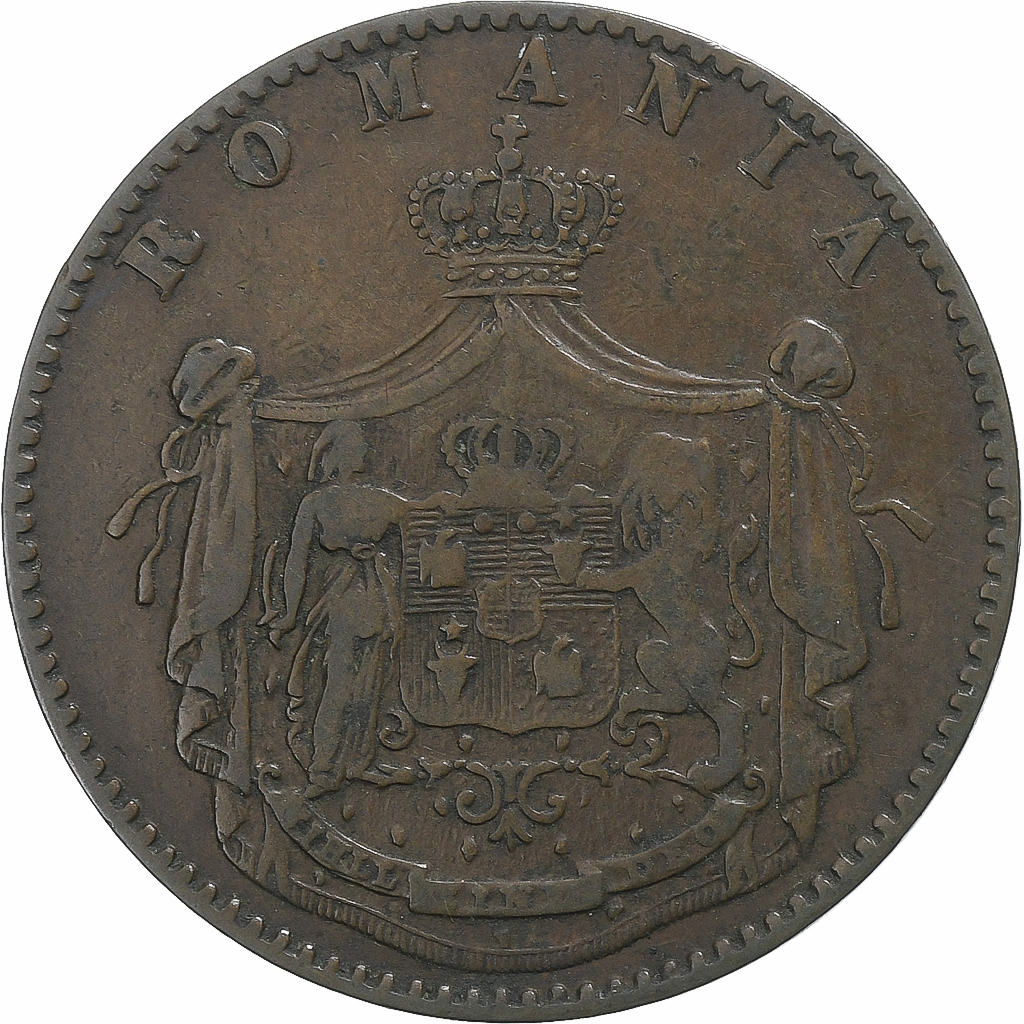 Romania, Carol I, 5 Bani, 1867, Smethwick, Copper, , KM:3