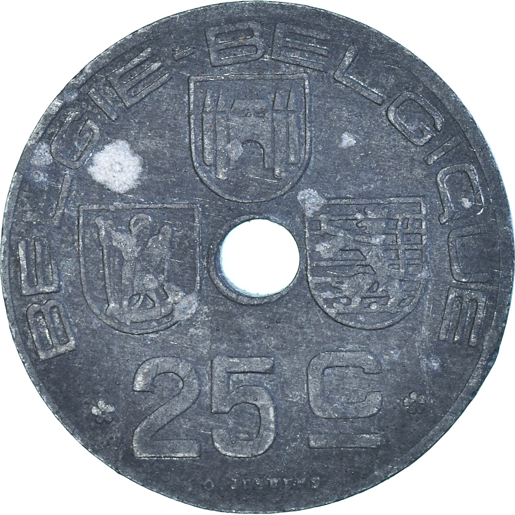 Coin, Belgium, 25 Centimes, 1946