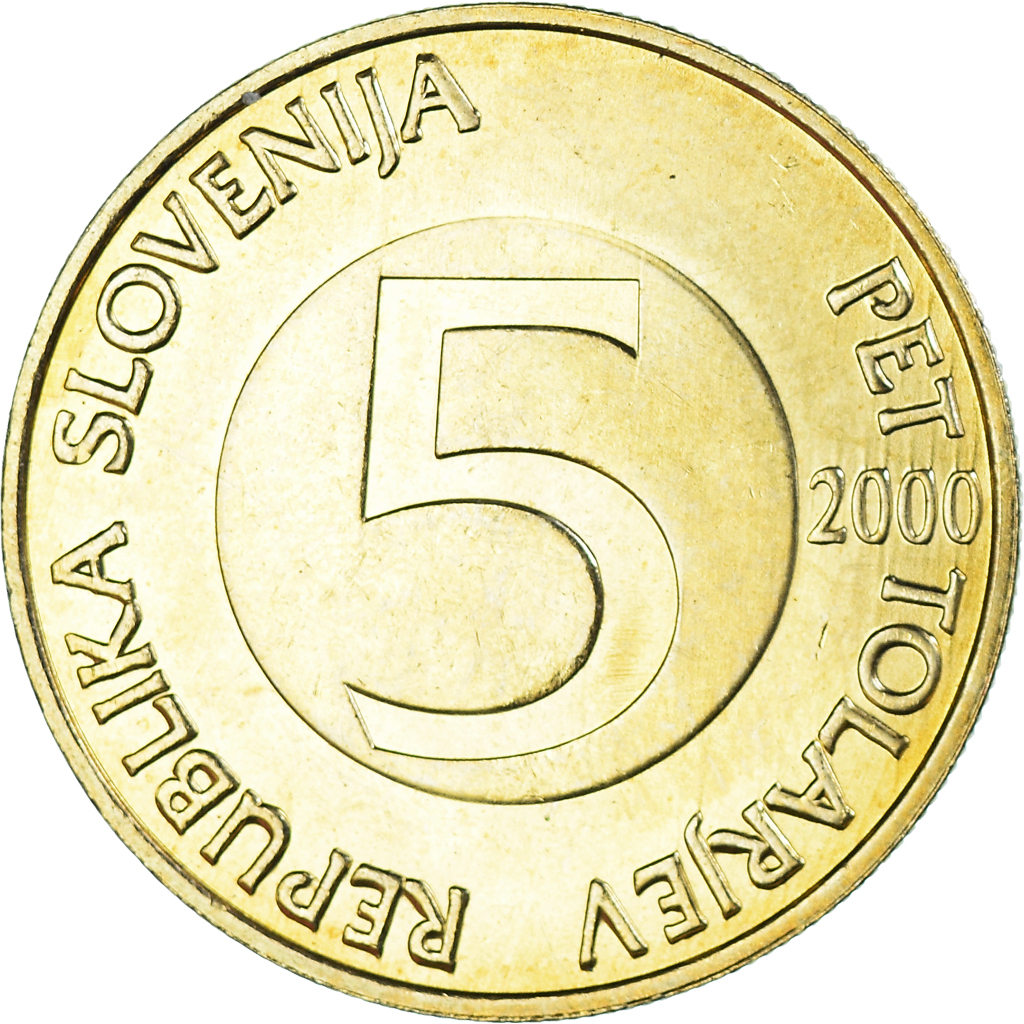 Coin, Slovenia, 5 Tolarjev, 2000