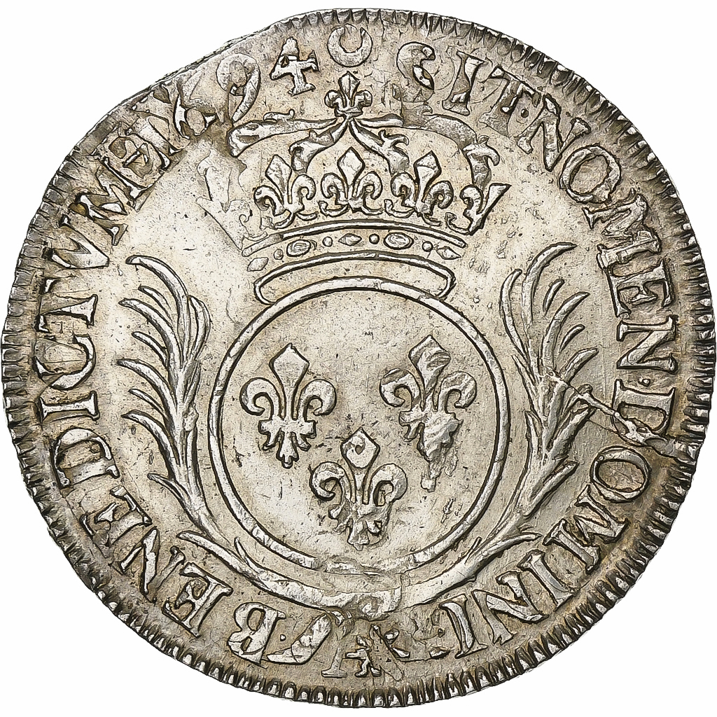 France, Louis XIV, 1/2 Ecu aux palmes, 1694, Paris, Reformed, Silver, 