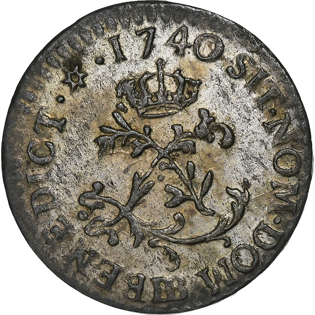 France, Louis XV, Sol, 1740, Strasbourg, Billon, , Gadoury:278