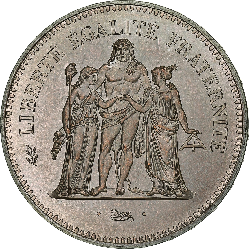 France, 50 Francs, Hercule, 1975, MDP, série FDC, Silver, 