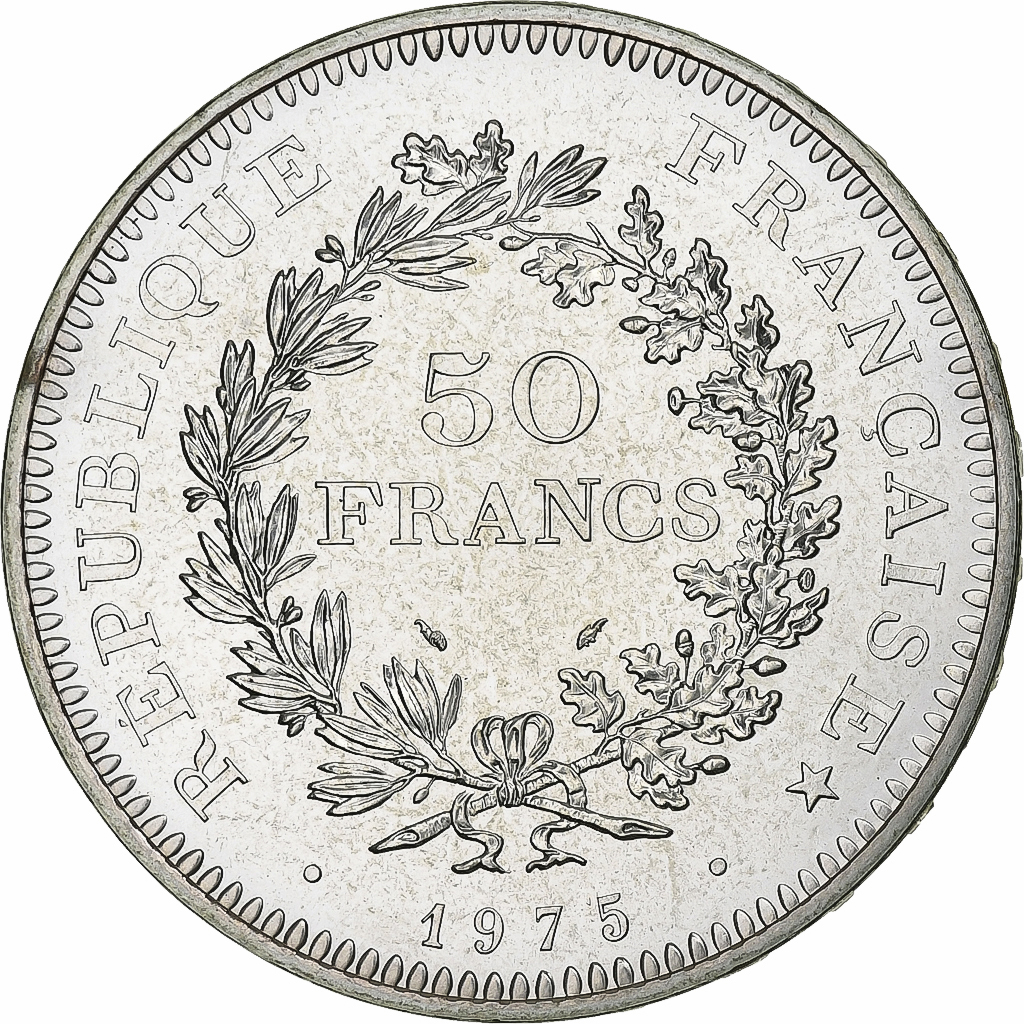 France, 50 Francs, Hercule, 1975, MDP, série FDC, Silver, 