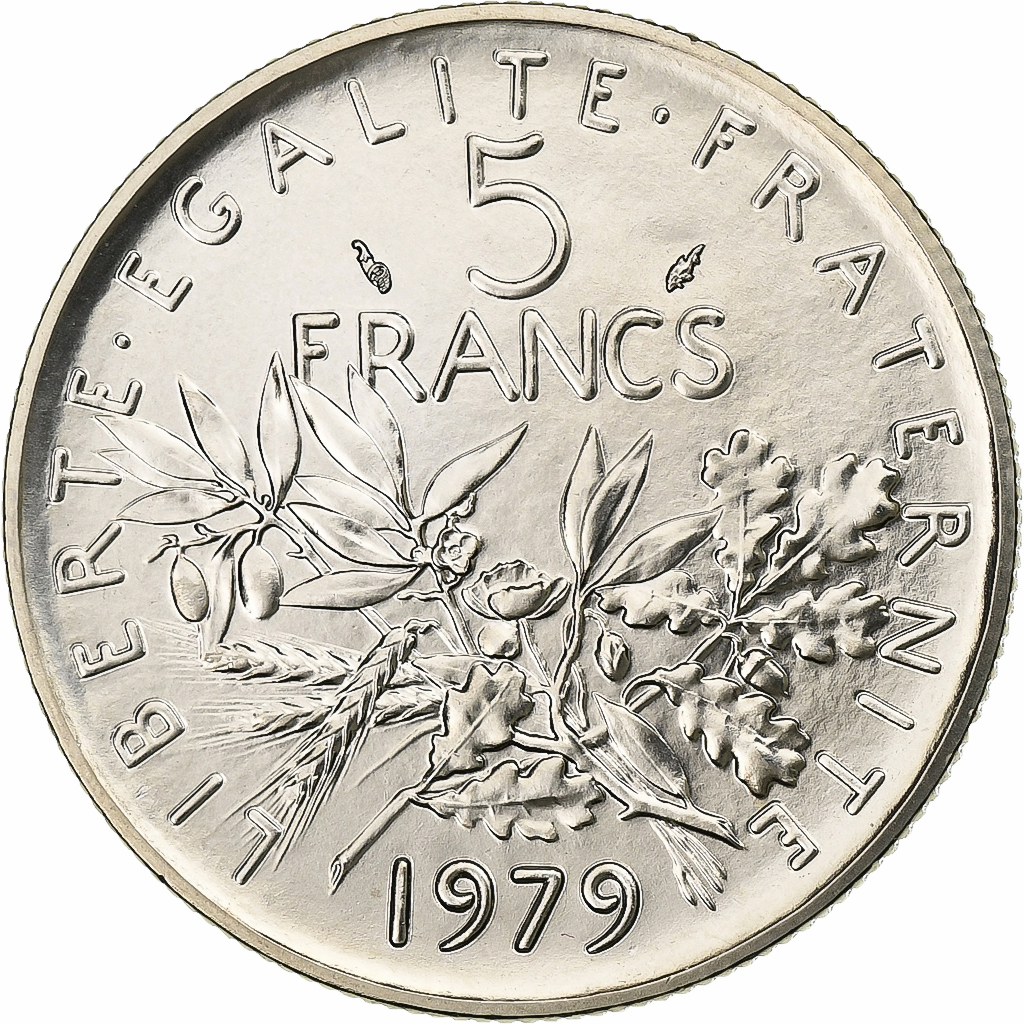 France, 5 Francs, Semeuse, 1979, MDP, série FDC, Cupronickel, MS
