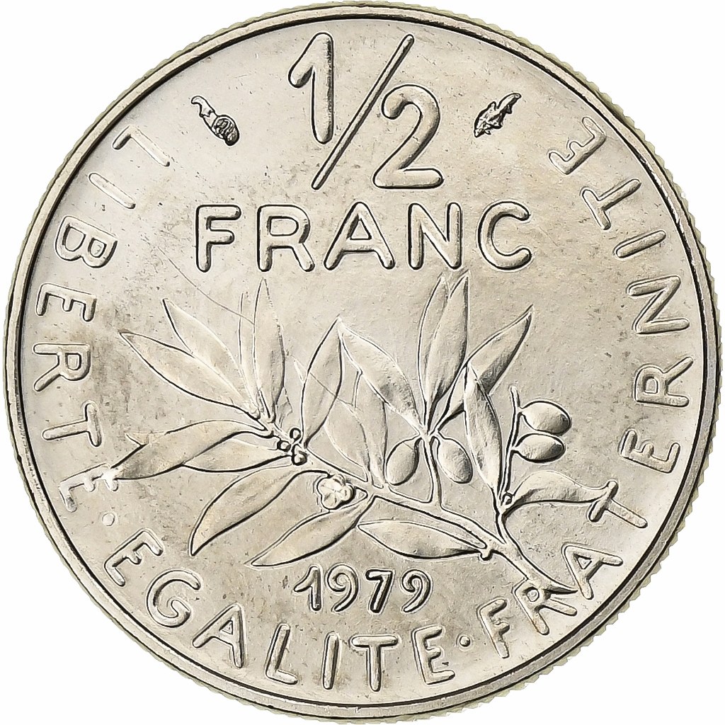 France, 1/2 Franc, Semeuse, 1979, MDP, série FDC, Nickel, MS