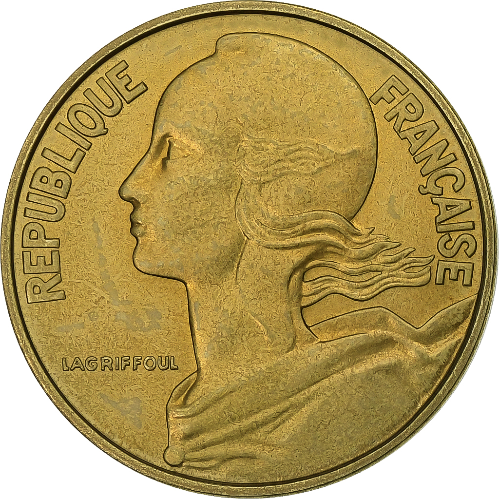 France, 20 Centimes, Marianne, 1975, MDP, série FDC, Cupro-Aluminium, MS