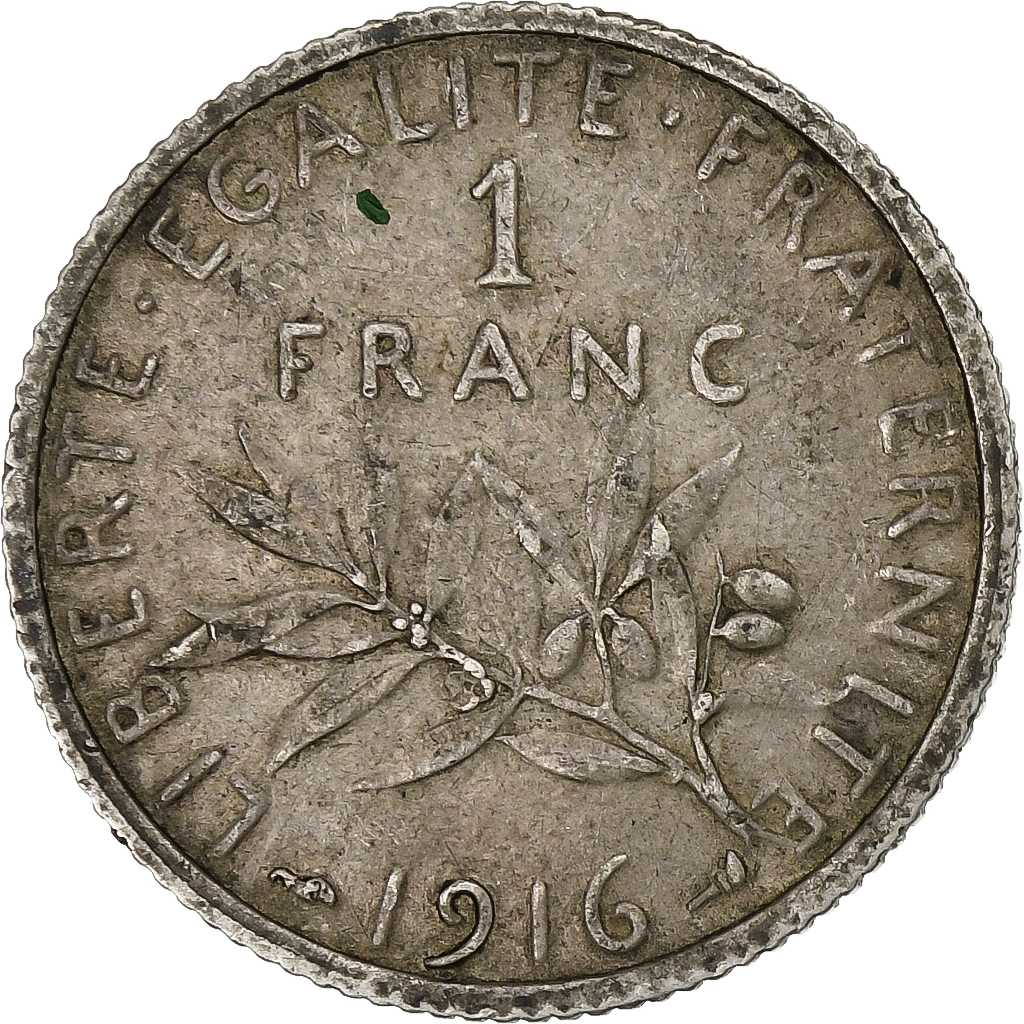 France, 1 Franc, Semeuse, 1916, Paris, Silver, , Gadoury:467