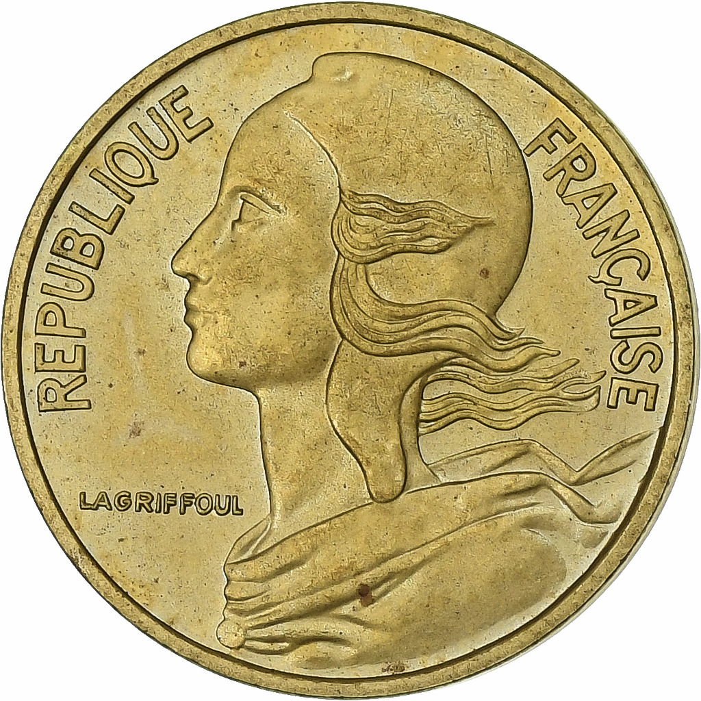 France, 5 Centimes, Marianne, 1976, MDP, série FDC, Bronze-Aluminium, 