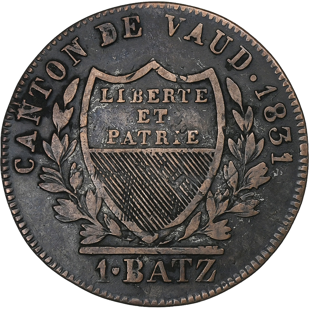 Canton of Vaud, 1 Batz, 1831, Billon, , KM:20