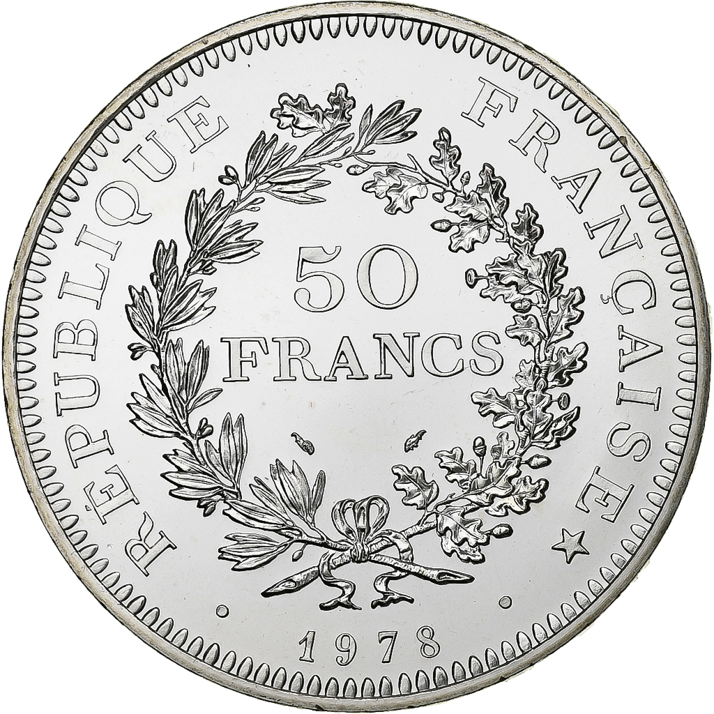 Frankrijk, 50 Francs, Hercule, 1978, MDP, série FDC, Zilver, FDC, Gadoury:882
