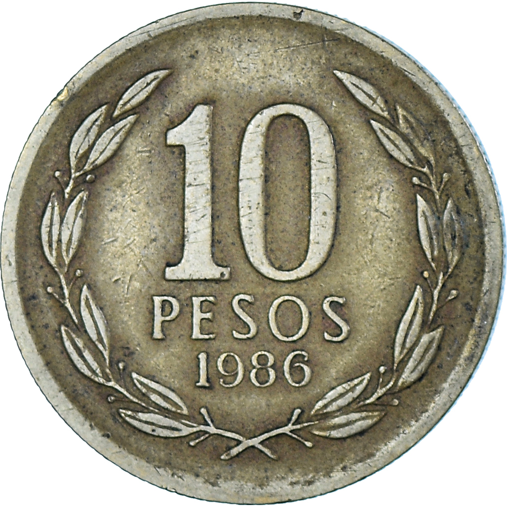 Coin, Chile, 10 Pesos, 1986