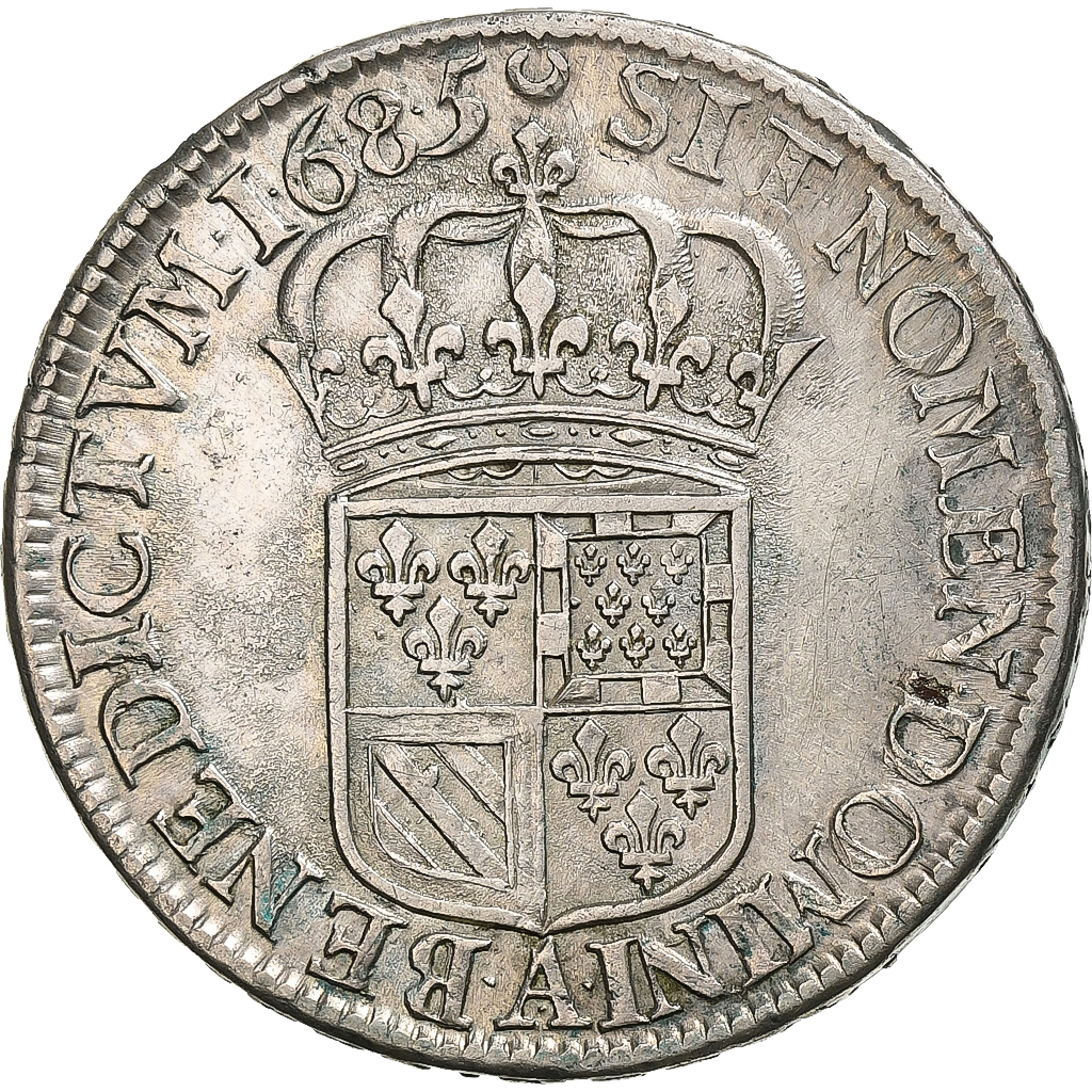 France, Louis XIV, 1/2 Écu de Flandre, 1685, Paris, Silver, 