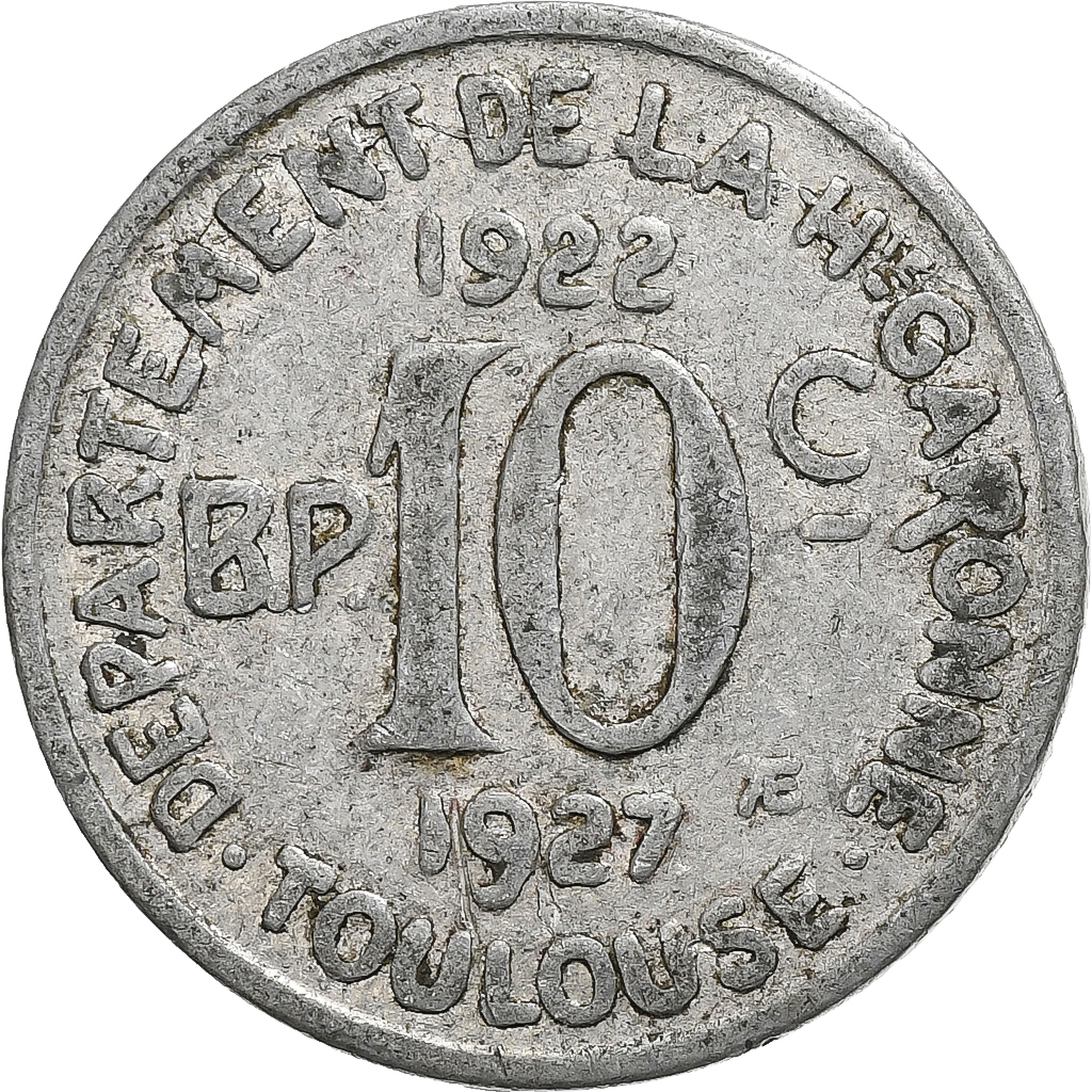 France, Toulouse, 10 Centimes, 1922, , Aluminium