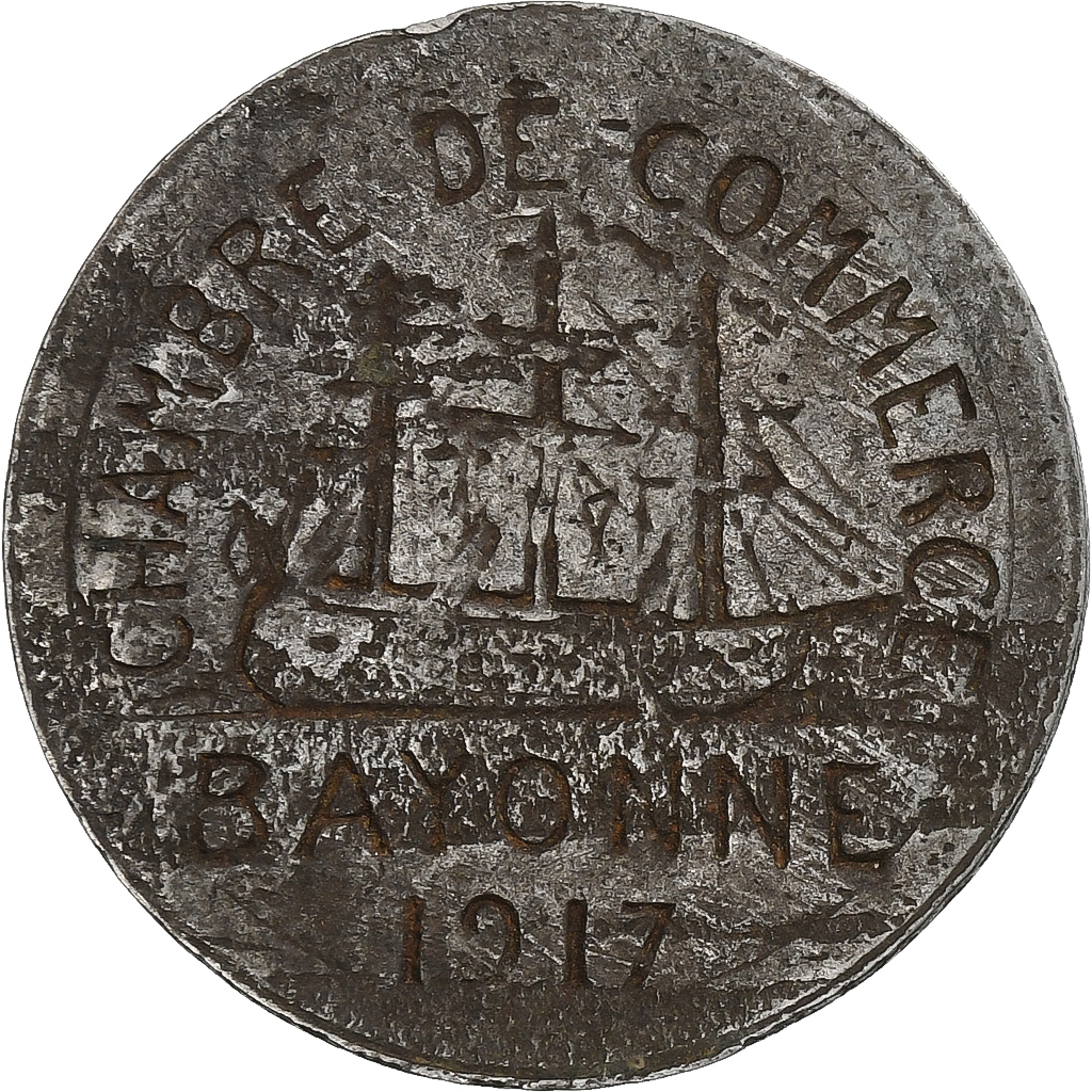 France, Chambre de Commerce de Bayonne, 10 Centimes, 1917, , Iron