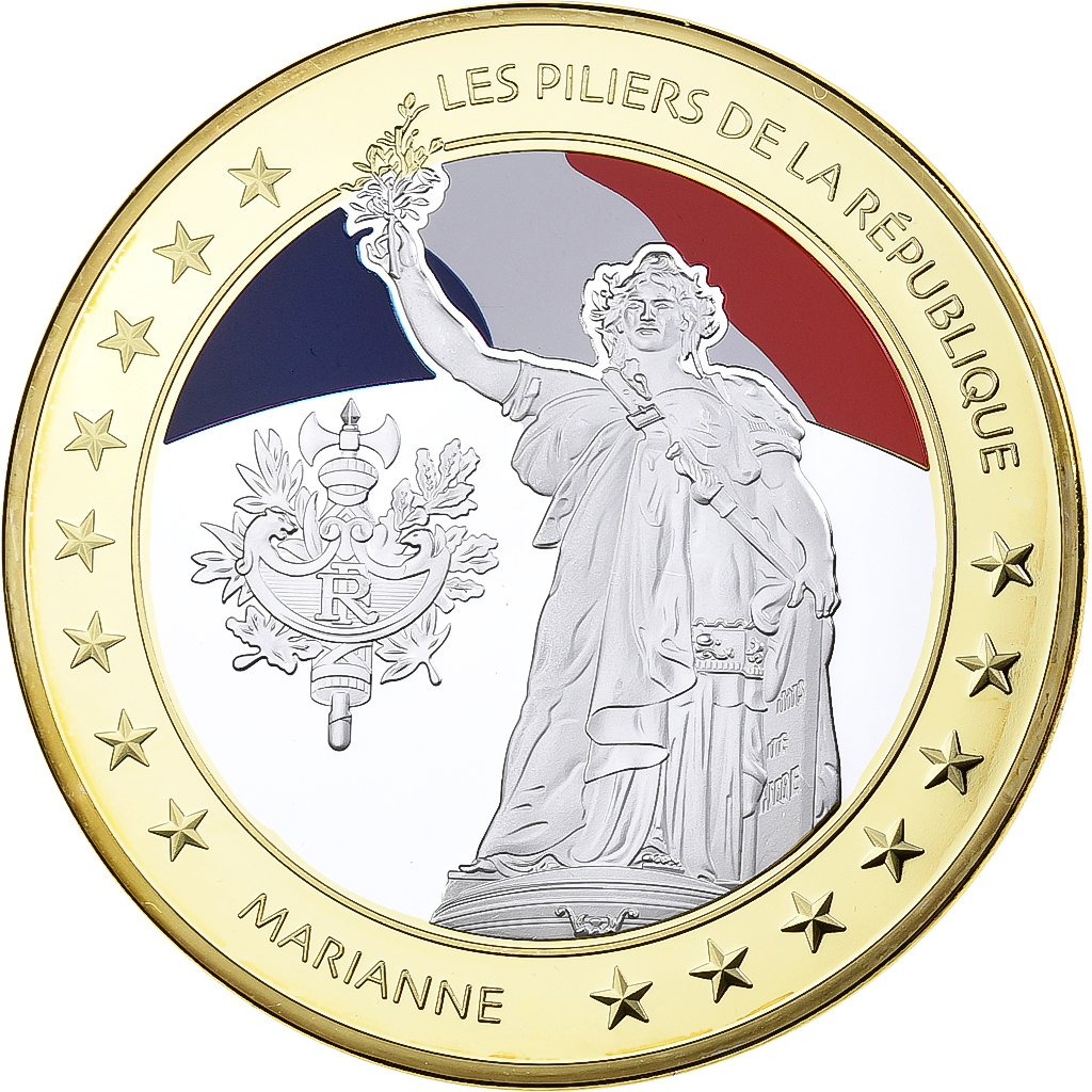 France, Medal, Les piliers de la République, Marianne, 2010, Copper Gilt