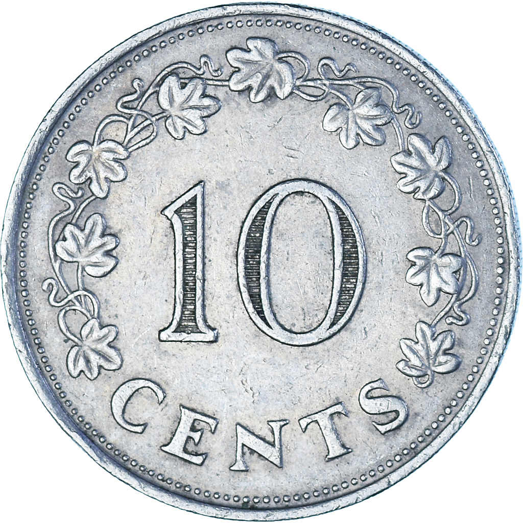 Coin, Malta, 10 Cents, 1972