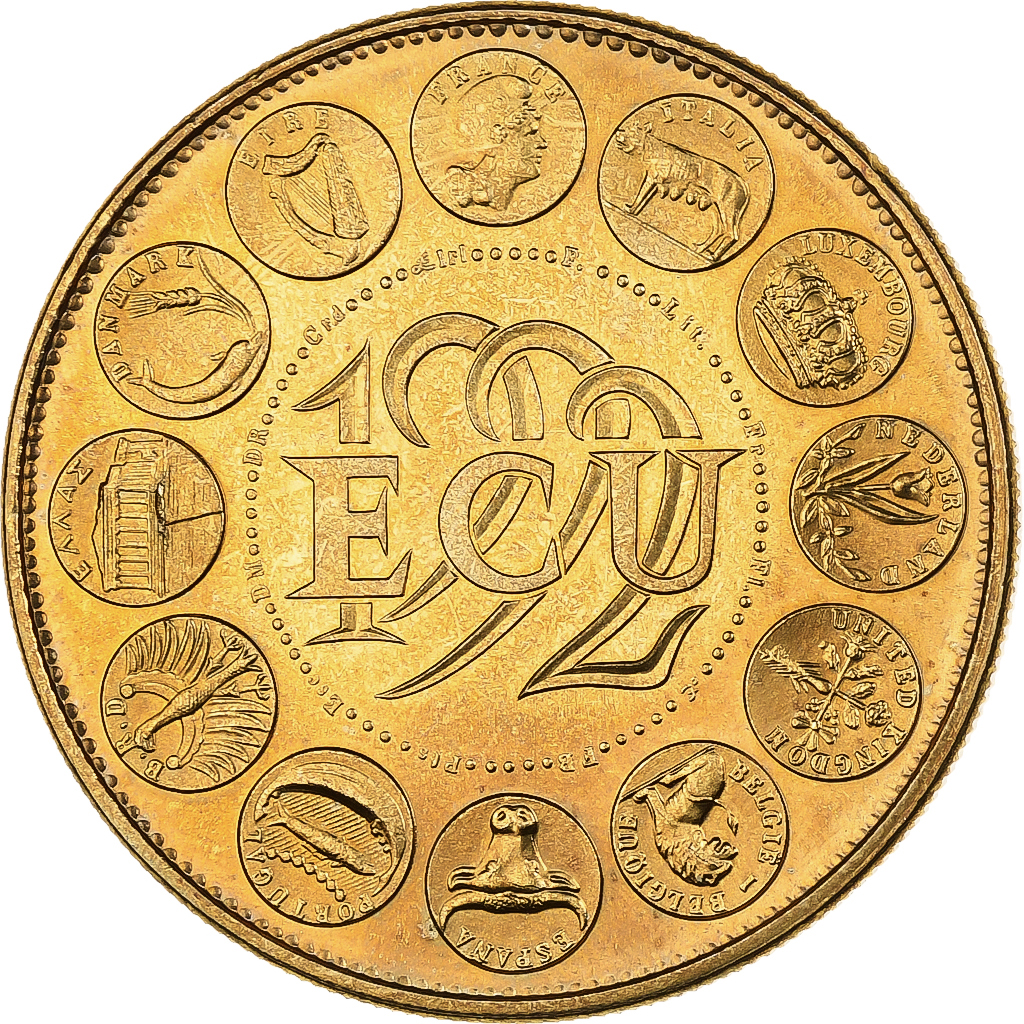 France, Medal, Ecu Europa, 1992, MDP, Gilt Bronze, Rodier, 