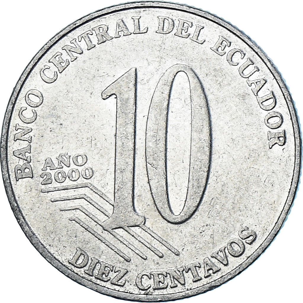 Coin, Ecuador, 10 Centavos, Diez, 2000
